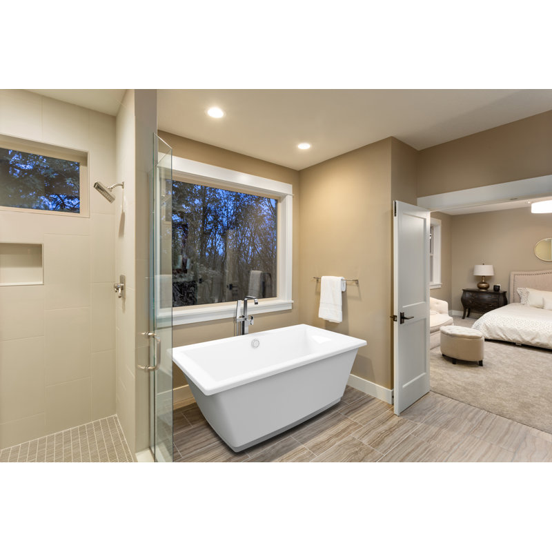 Fia™ 62" x 32" Freestanding Soaking Bathtub, White/Chrome