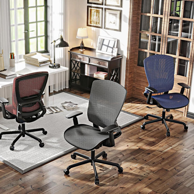 Ergonomic Mesh Office Chair – Adjustable Lumbar Support & Armrests, Tilt Function, Wide Comfort Seat, Swivel Sturdy Task Chair For Home Office