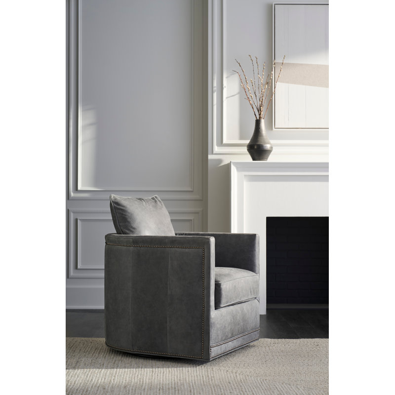 Fauteuil oscillant pivotant en cuir Christine, 1111 - brun