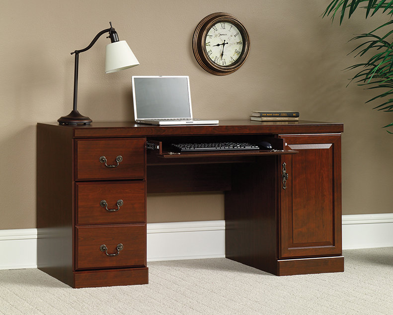 Cherry Finish Computer Credenza Desk