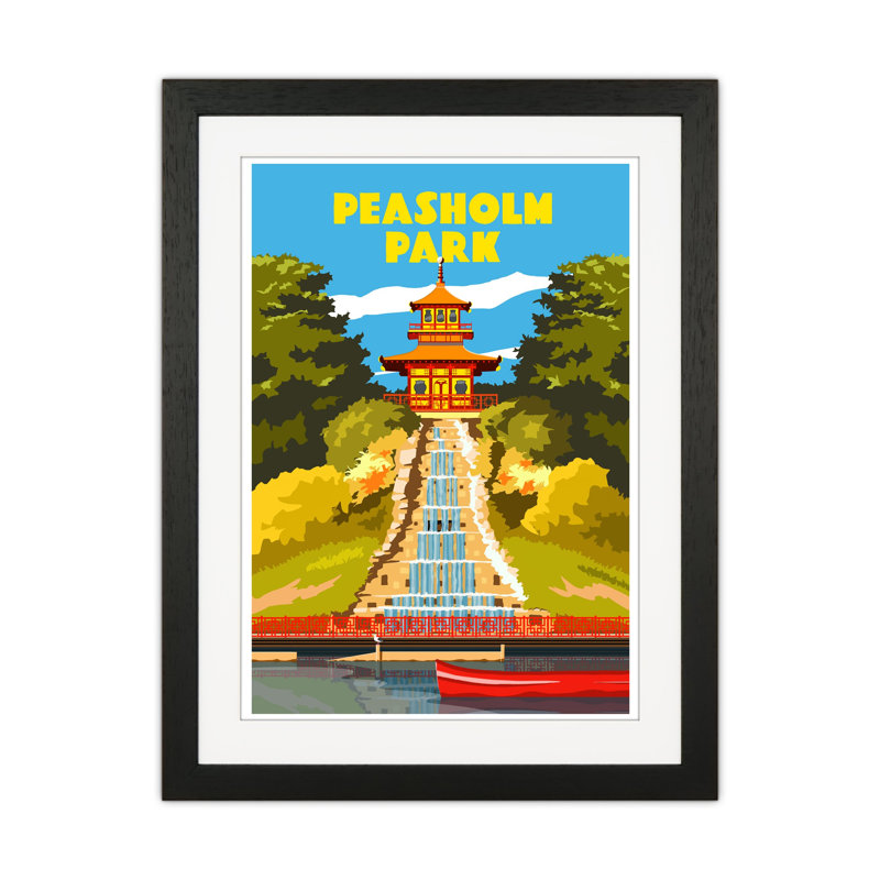Peasholm Park by Richard O'Neill - Print, 53.5cm H x 43.5cm W x 3cm D, Black Framed