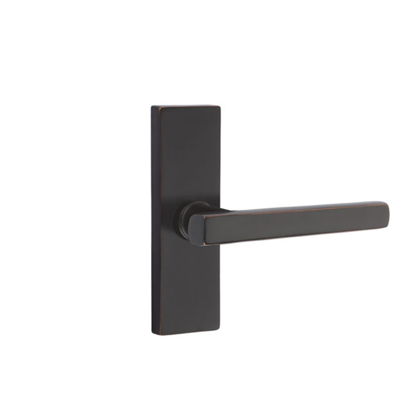Freestone Flat Passage (Hall & Closet) Door Lever with Rectangle Rosette, Oil Rubbed Bronze, Right