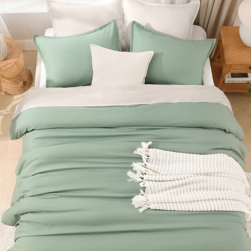 Ensemble d'édredon pour lit très grand Andison, Très grand lit, Vert sauge
