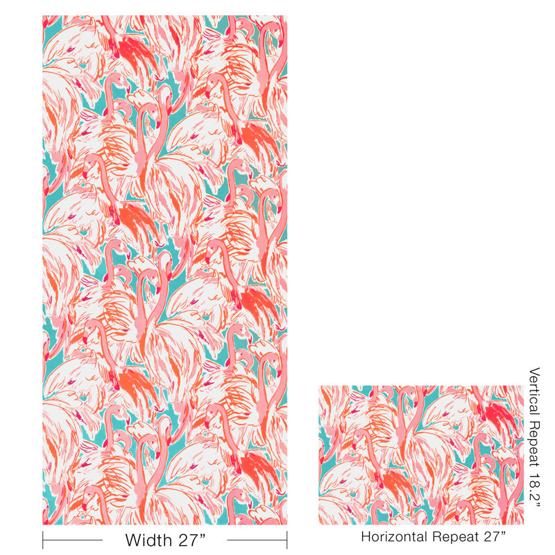 Lilly Pulitzer Pink Colony Wallpaper, Pink/Aqua