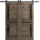 Porte de grange double robuste avec | Chêne cognac Veregio 7588 avec verre noir | Ensemble de 13 cintres lourds pour rail | Portes intérieures solides