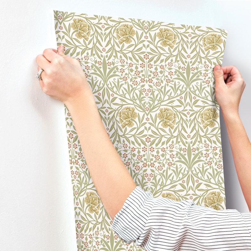 Oxford Union Pink Floral Vines Wallpaper, Yellow