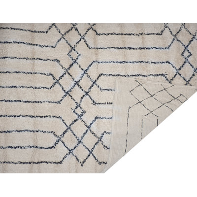 Deemer Geometric Hand Woven Shag Area Rug