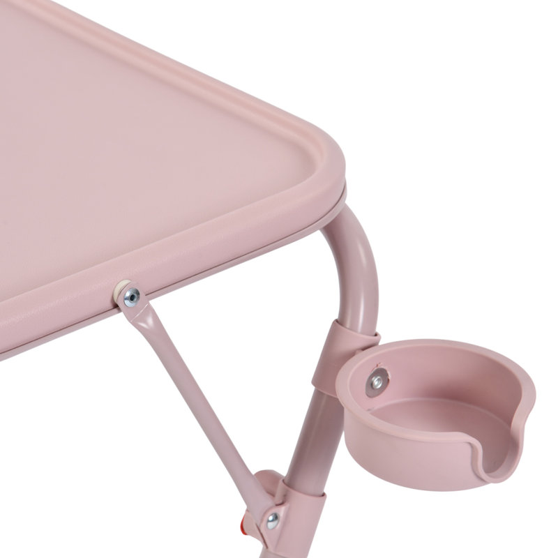 Table-plateau pliable ajustable avec porte-gobelet, 4 hauteurs et 3 angles Ebern Designs, Rose
