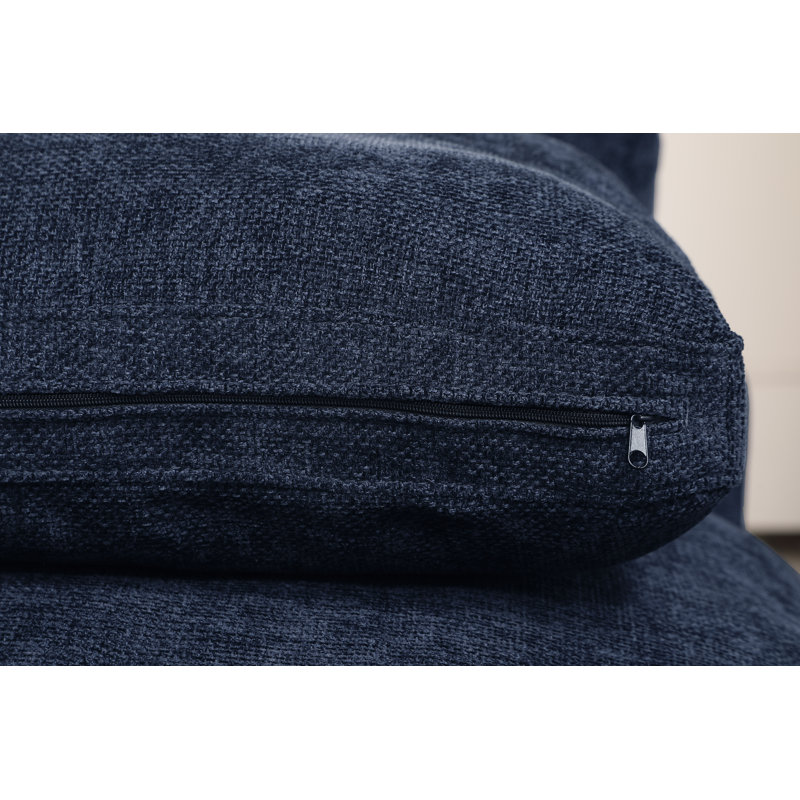 Caylob 3 - Piece 79.6" Upholstered Sofa Loveseat Couch With Ottoman, Navy Chenille
