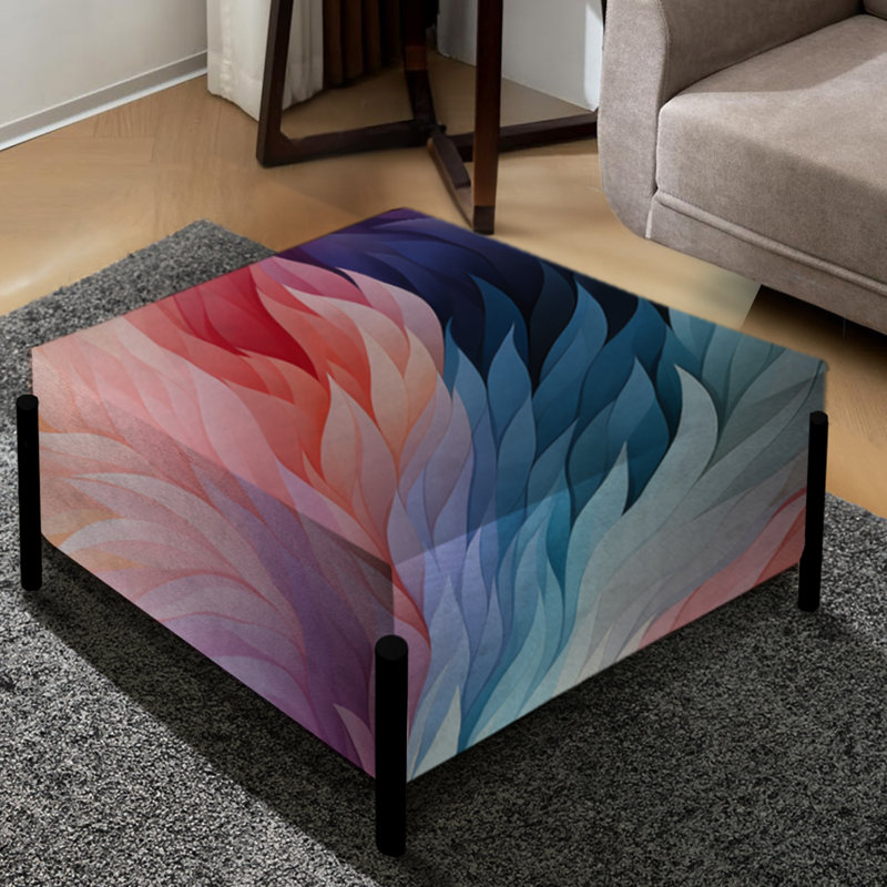 Ethereal Whispers - Motif à chevrons - Grand repose-pieds carré abstrait