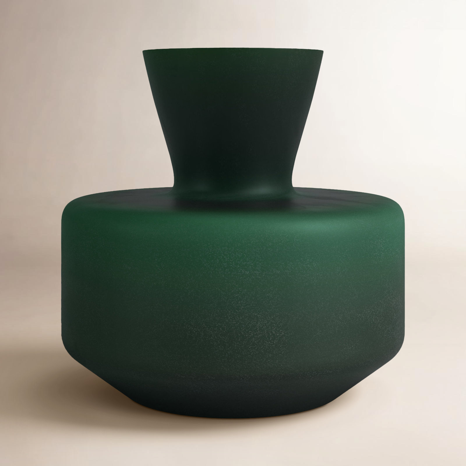 Green Glass Table Vase, 10" H x 10" W x 5.5" D