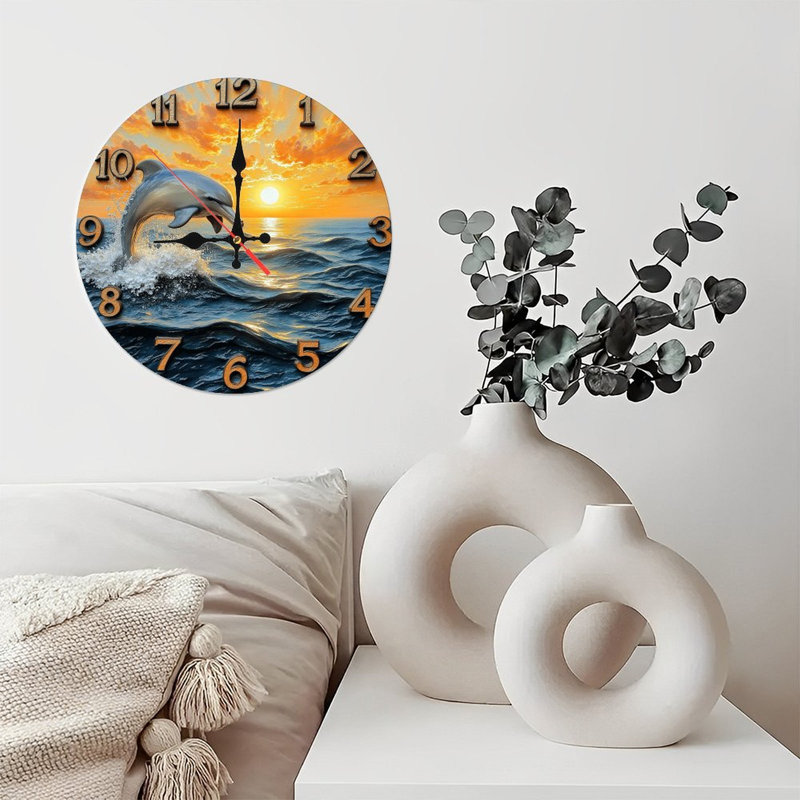 Horloge dauphin coucher de soleil