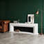 Meuble télé avec foyer en bois de hêtre massif blanc / noir clair-129164475-129164478