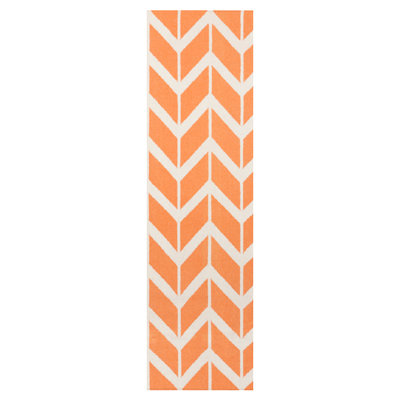 Tapis orange / crème en laine tissé à la main Larksville