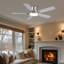 Ventilateur de plafond encastré moderne de 52 po avec lumières et télécommande, réversible et 5 pales à double face-1012272278