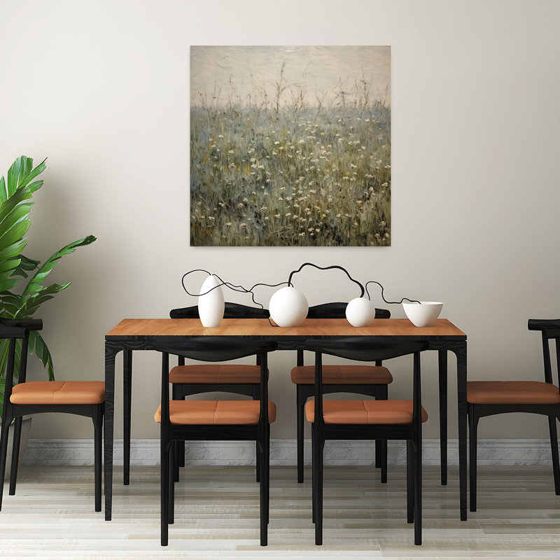 Art contemporain cachette avec fleurs sauvages, H 32 po x l 32 po