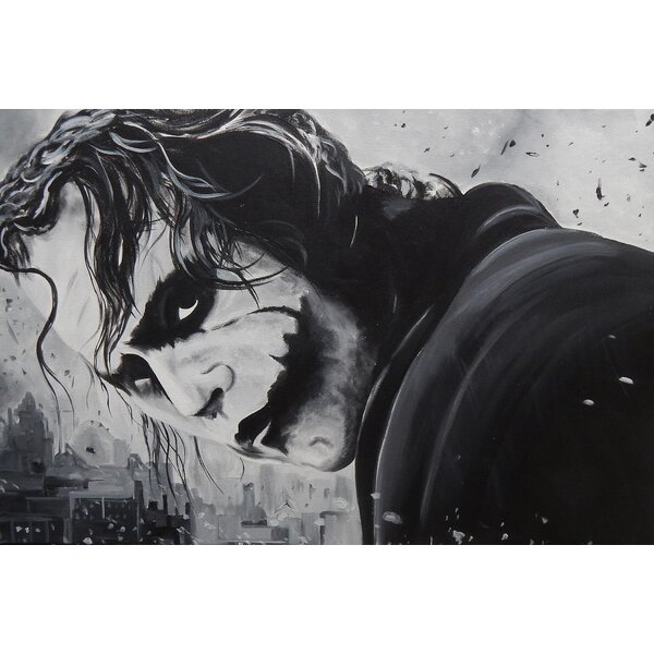 HEATH LEDGER JOKER - FRAMED CANVAS WALL SKETCH ART PICTURE PAPER PRINT-  GREEN