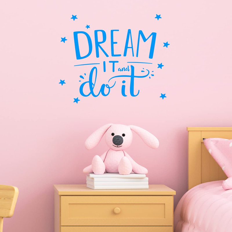 Text & Numbers Non-Wall Damaging Wall Decal, Sky Blue, 37" H x 44" W