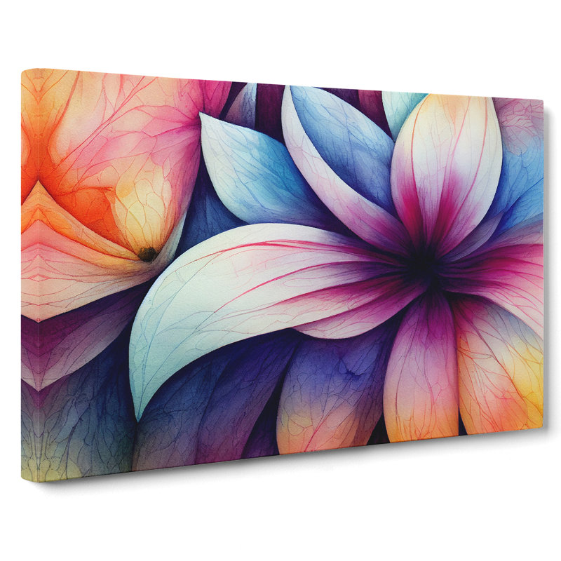 Enchanting Watercolour Flower Abstract - Wrapped Canvas, 50cm H x 76cm W x 3cm D