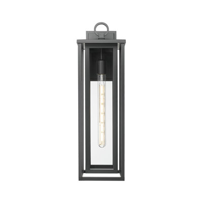Ashland 1-Light 8" Matte Black Coastal Outdoor Sconce With Clear Glass