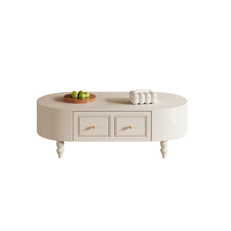 Table basse style français avec rangement de style crème, 15.75" H x 51.18" L x 27.56" W