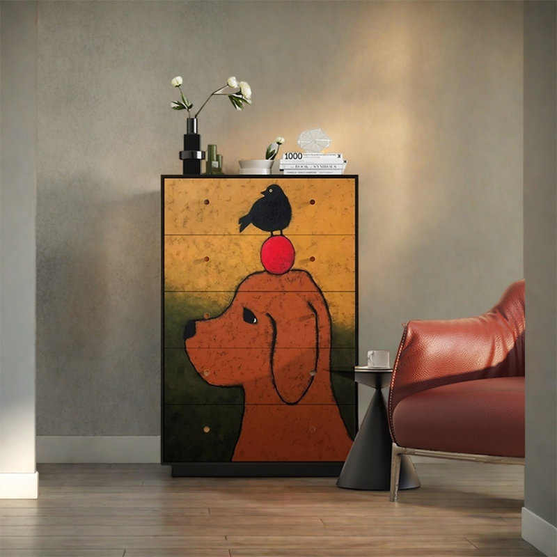 Five Drawer Solid Wood Storage Cabinet