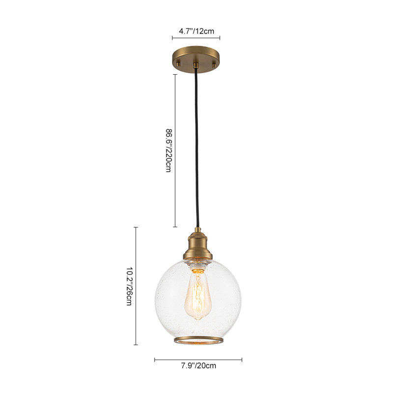 Luminaire suspendu sphère en verre transparent 1 lumière