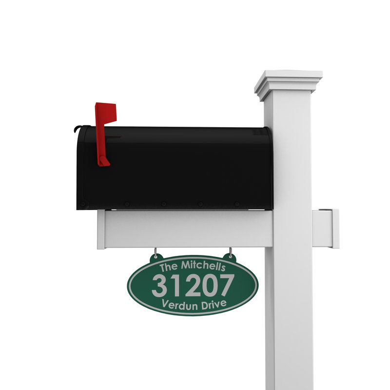 Personalized Post Mounted Mailbox with Address Plate, Green