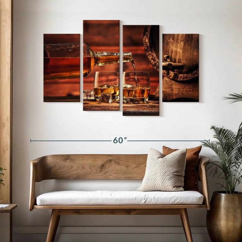 Yarlin Whiskey On Wooden Table, 32" H x 52" W