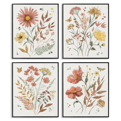Full Bloom Botanicals 4 Piece Framed Giclee Art Set, design by Anne Tavoletti