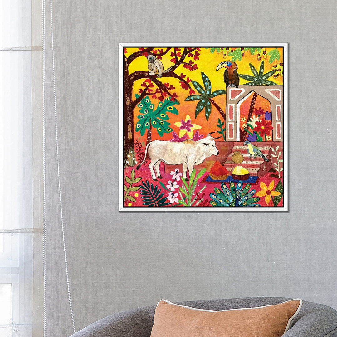 Heilige Kuh im Garten des Maharadschas von Magali Modoux - Galerie-verpackte Leinwand Giclée auf Leinwand