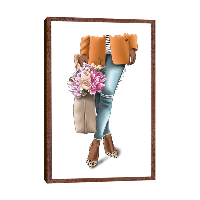 Outfit Goals by Elza Fouche - Painting on Canvas, 66.04cm H x 45.72cm W x 3.81cm D, Classic Brown Wood Framed