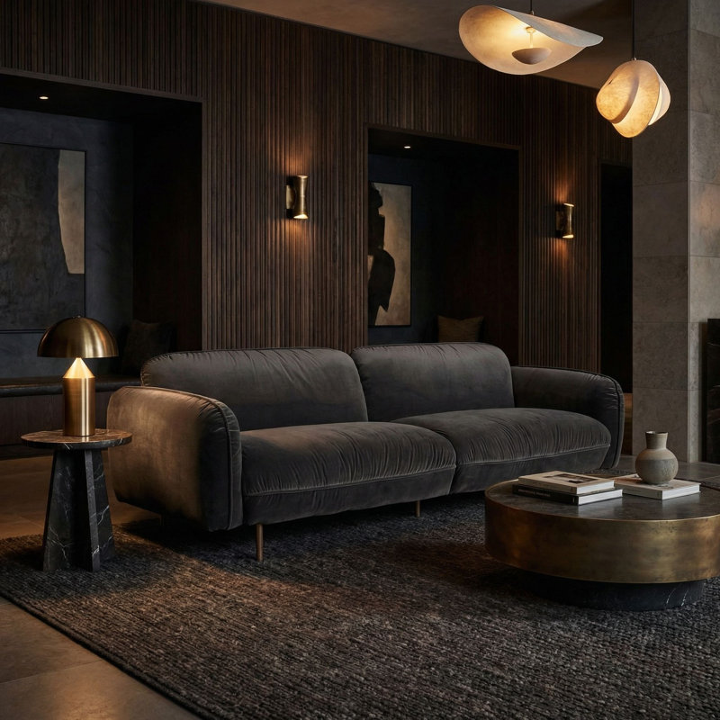 Franklin Sofa, Grey Velvet
