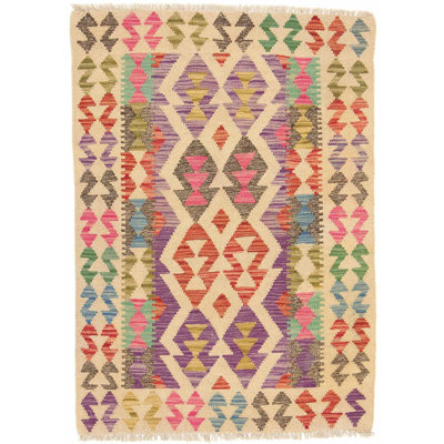 Rectangle 84 cm x 117 cm Geometric Hand Woven Kilim Area Rug