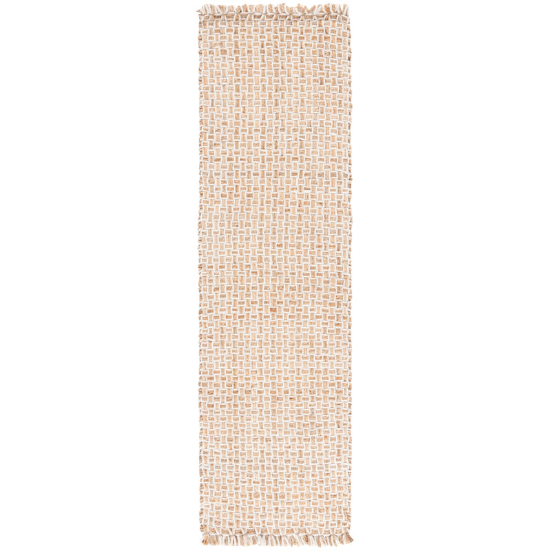 Datto Hand Woven Jute/Wool Rug in Natural/Ivory, Runner 2'3" x 8'