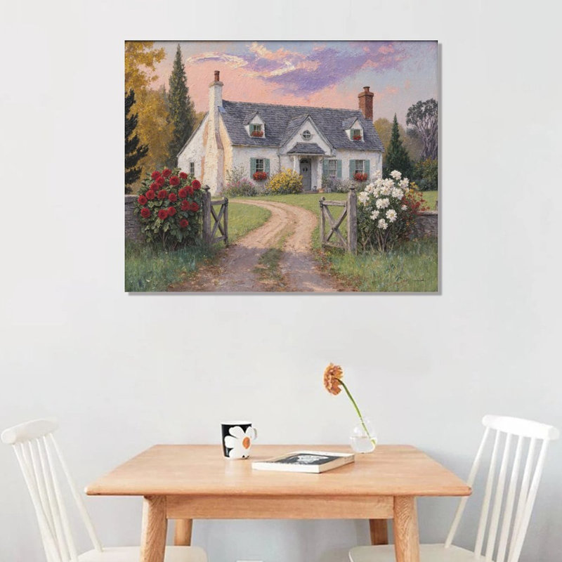 Jardin champêtre, cadre en bois encastré, 16 x 20