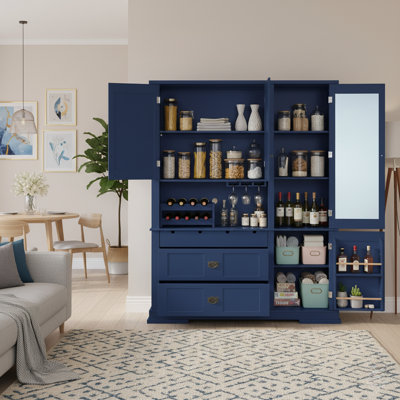 Zorindale Traditional Freestanding Kitchen Pantry Storage Cabinet with Adjustable Shelves by Latitude Run