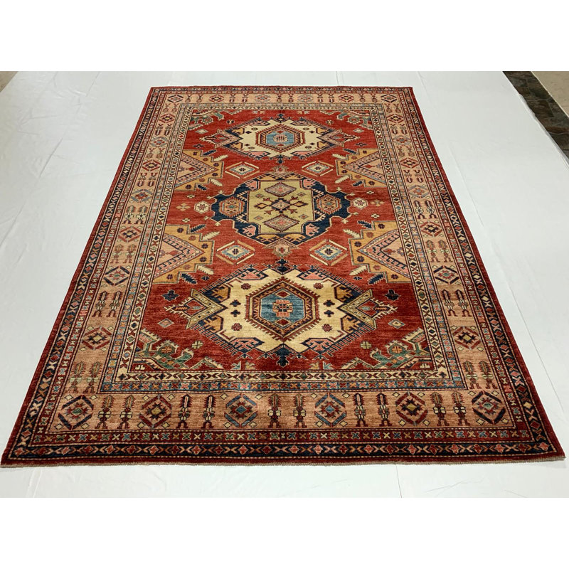 Tapis de style tribal rétro fait à la main 6 x 8 po Anatolian