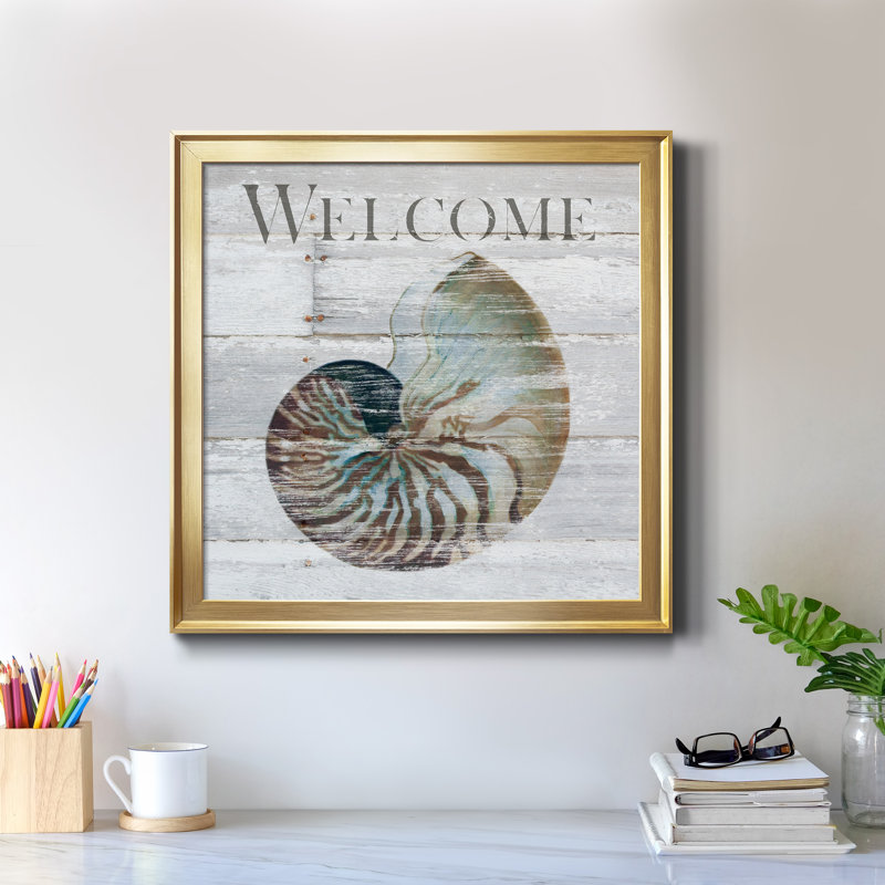 «Shell Welcome», reproduction d'art textuel sur toile encadrée, H 34,5 po x l 34,5 po x P 1,5 po, Cadre doré