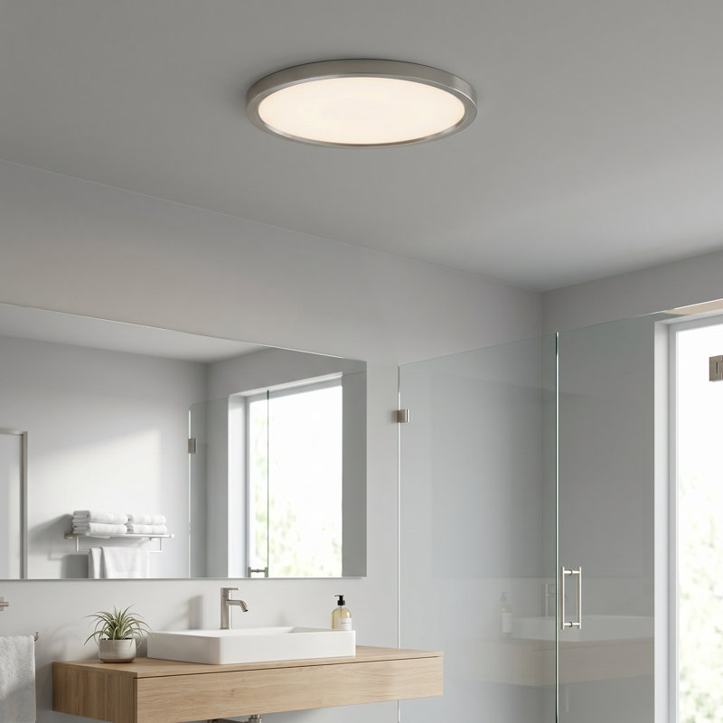 Plafonnier encastré 1 lumière DEL Naquin, H 1 po x l 20 po x P 20 po, Nickel brossé