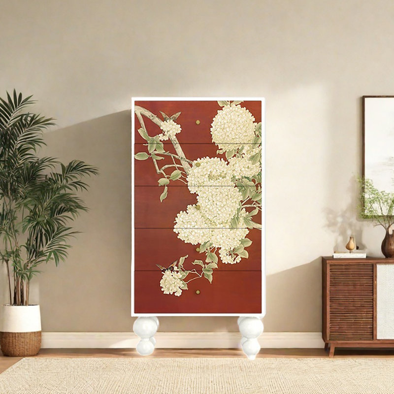 Armoire de rangement avec commode 19,7 po, Blanc/rouge