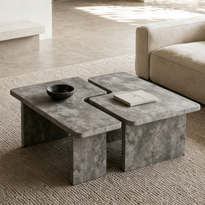 Modular Concrete Coffee Table Set of 2
