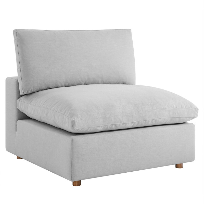 Commix Down-Filled Overstuffed Upholstered Sectional Sofa, Armless Chair by Modway, Light Gray 100% Polyester