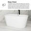 55 po W - Baignoire de trempage autoportante en acrylique blanc brillant