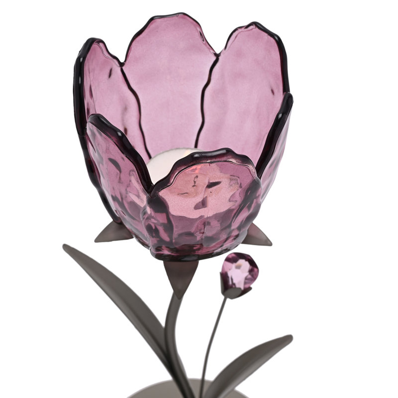 28.5Cm Glass Metal Tabletop Votive Holder