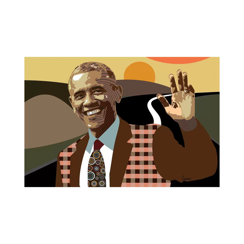 «Barack Obama» par Lanre Studio, reproduction sur toile tendue, H 18 po x l 26 po x P 1,5 po