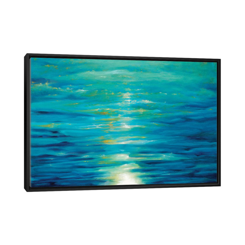 «Deep Blue» par Dina D'Argo, impression sur toile tendue, H 18 po x l 26 po x P 1,5 po, Toile encadrée noire, Pas de tapis