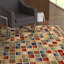 Tapis beige, bleu et brun à motif géométrique tissé à plat Savoy-92399925