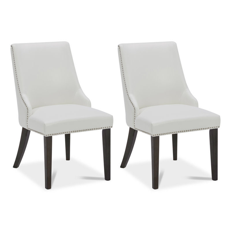 Fransisco Dining Chairs with Nailhead Trim,  Faux leather White