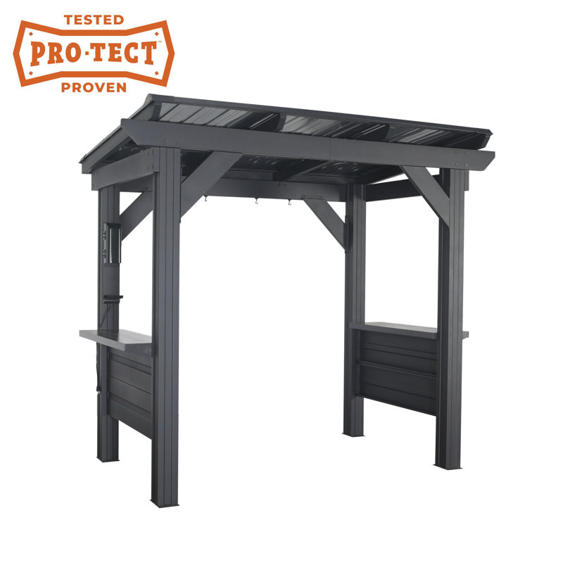 Rockport Black Steel Grill Gazebo with Insulated Roof